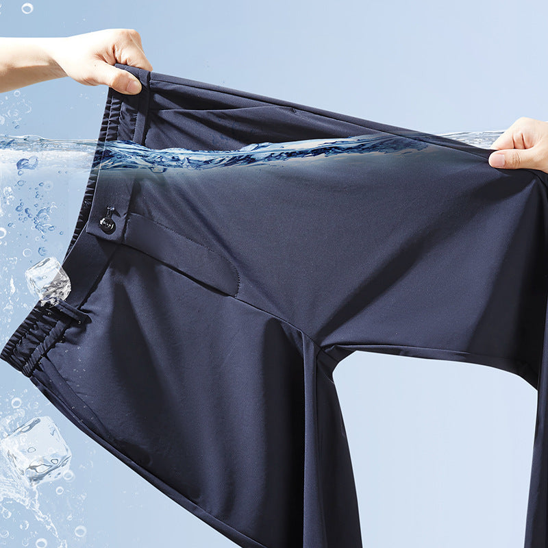 Ice silk drape trousers men's summer thin section high elastic men's suit pants men's 2023 quick-drying casual business men's trousers