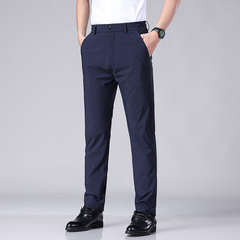 Ice silk drape trousers men's summer thin section high elastic men's suit pants men's 2023 quick-drying casual business men's trousers