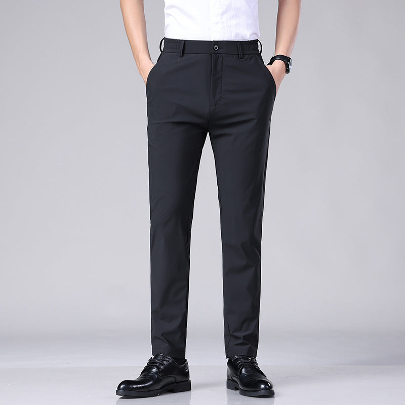 Ice silk drape trousers men's summer thin section high elastic men's suit pants men's 2023 quick-drying casual business men's trousers