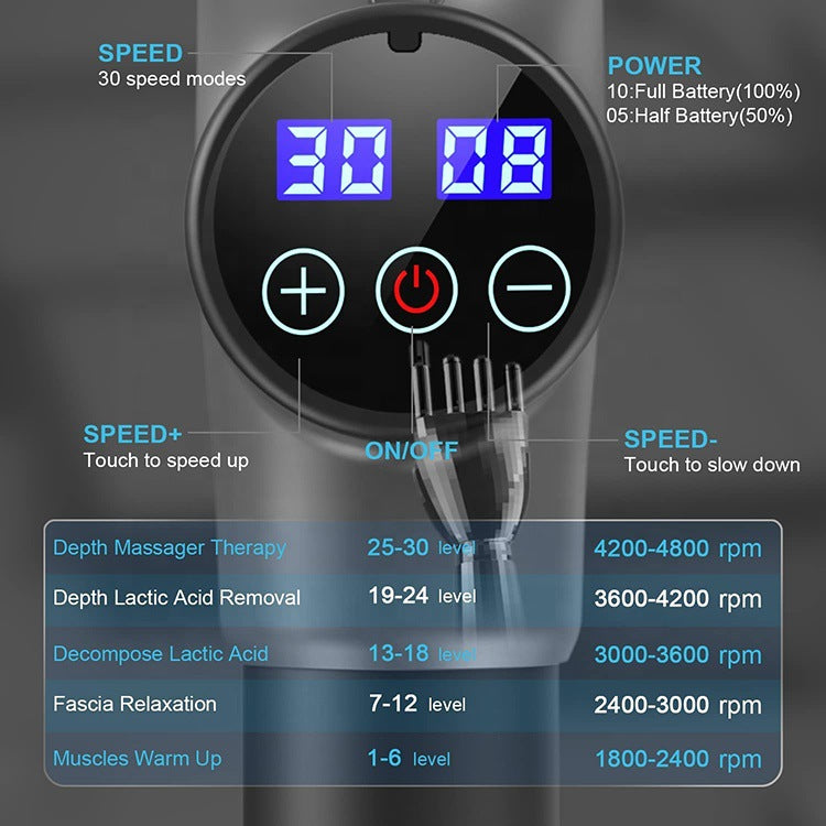 Factory direct sales fitness massager fascia gun muscle relaxer 8 massage heads home electric massager