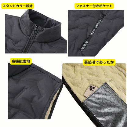 【冬の定番】【極暖】男女兼用 裏起毛フリースベスト｜防風・軽量・アウトドア対応