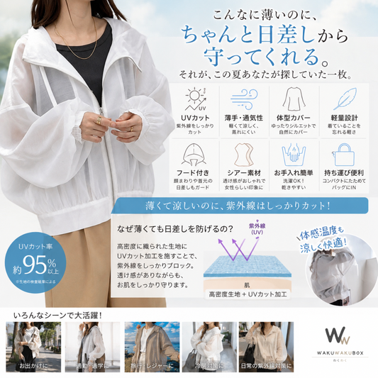 エアリーシアー UVパーカー レディース 長袖 シアーパーカー UVカット 紫外線対策 フード付き 体型カバー 薄手 涼しい 羽織り ライトアウター 透け感 ゆったり きれいめ カジュアル 無地 春 夏 秋