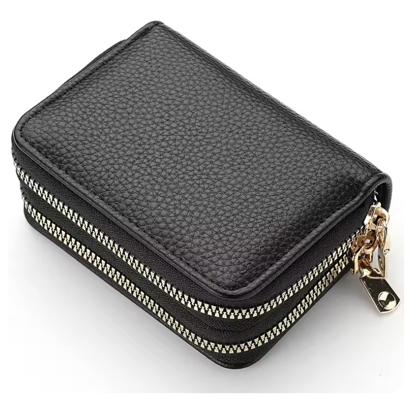 【財布ダブルジッパー 】 レディース  ファッション ショート クレジット カード ホルダー 大容量小銭入れ付き