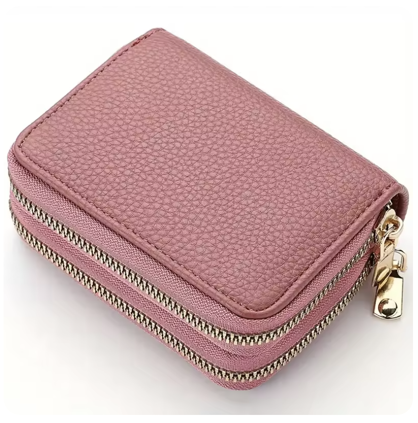 【財布ダブルジッパー 】 レディース  ファッション ショート クレジット カード ホルダー 大容量小銭入れ付き