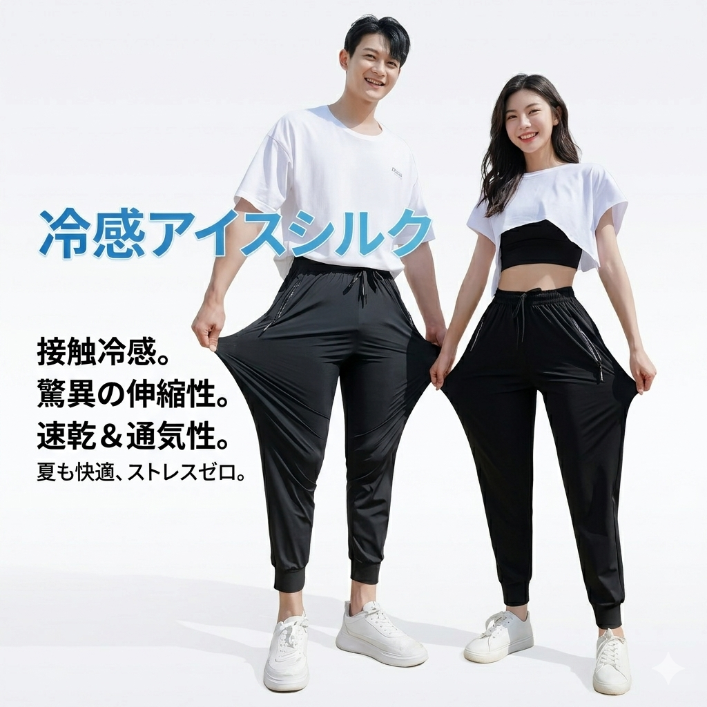 【2026年最新作｜男女兼用】ON/OFFをシームレス  驚異の「接触冷感」アイスシルク・多機能プレミアムパンツ