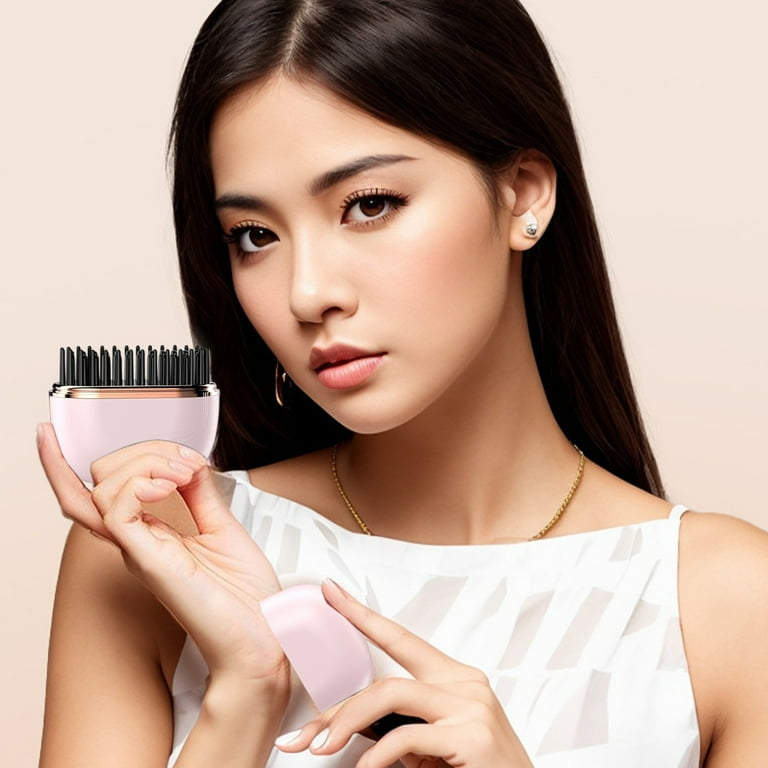 ヒートブラシ コードレス ヘアアイロン ストレートブラシ ミニ ポータブル 携帯用 ヘアアイロン ブラシ型 前髪 アイロン 簡単スタイリング 持ち運び 軽量 通勤通学 出張 旅行先 プレゼント 海外対応 送料無料