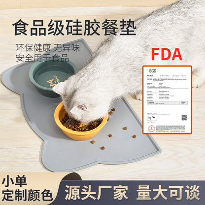 Amazon hot selling anti-overflow non-slip waterproof easy to clean daily necessities pet silicone placemat cat dog mat placemat