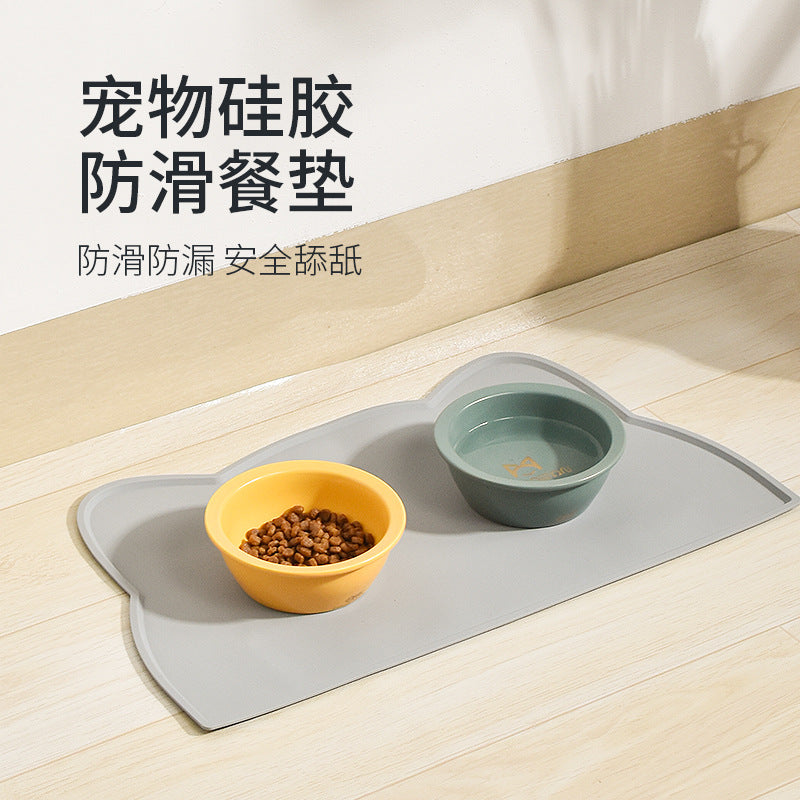 Amazon hot selling anti-overflow non-slip waterproof easy to clean daily necessities pet silicone placemat cat dog mat placemat